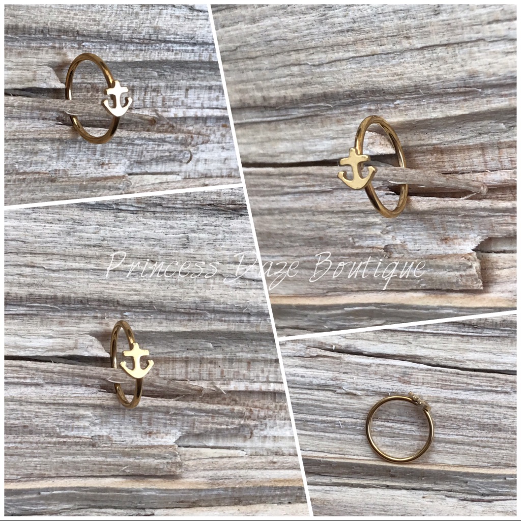 Gold Anchor Nose Hoop